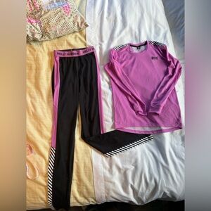 Helly Hansen HH LIFA Active Base Layer Set Girls 14 Pink Black